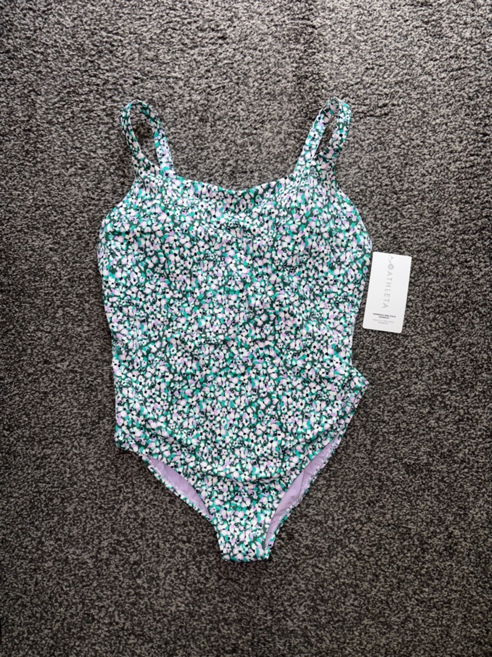 Athleta Hermosa One-Piece Swimsuit Bathing Suit Green Floral Size Large NWT